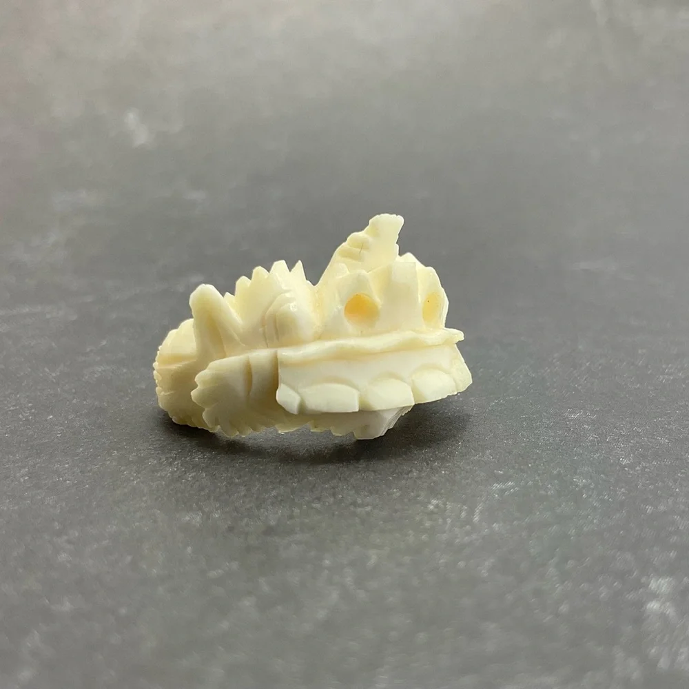 Vintage, Dragon Ring, Intricate Carving, Bovine Bone Ring, Cream White, Gothic